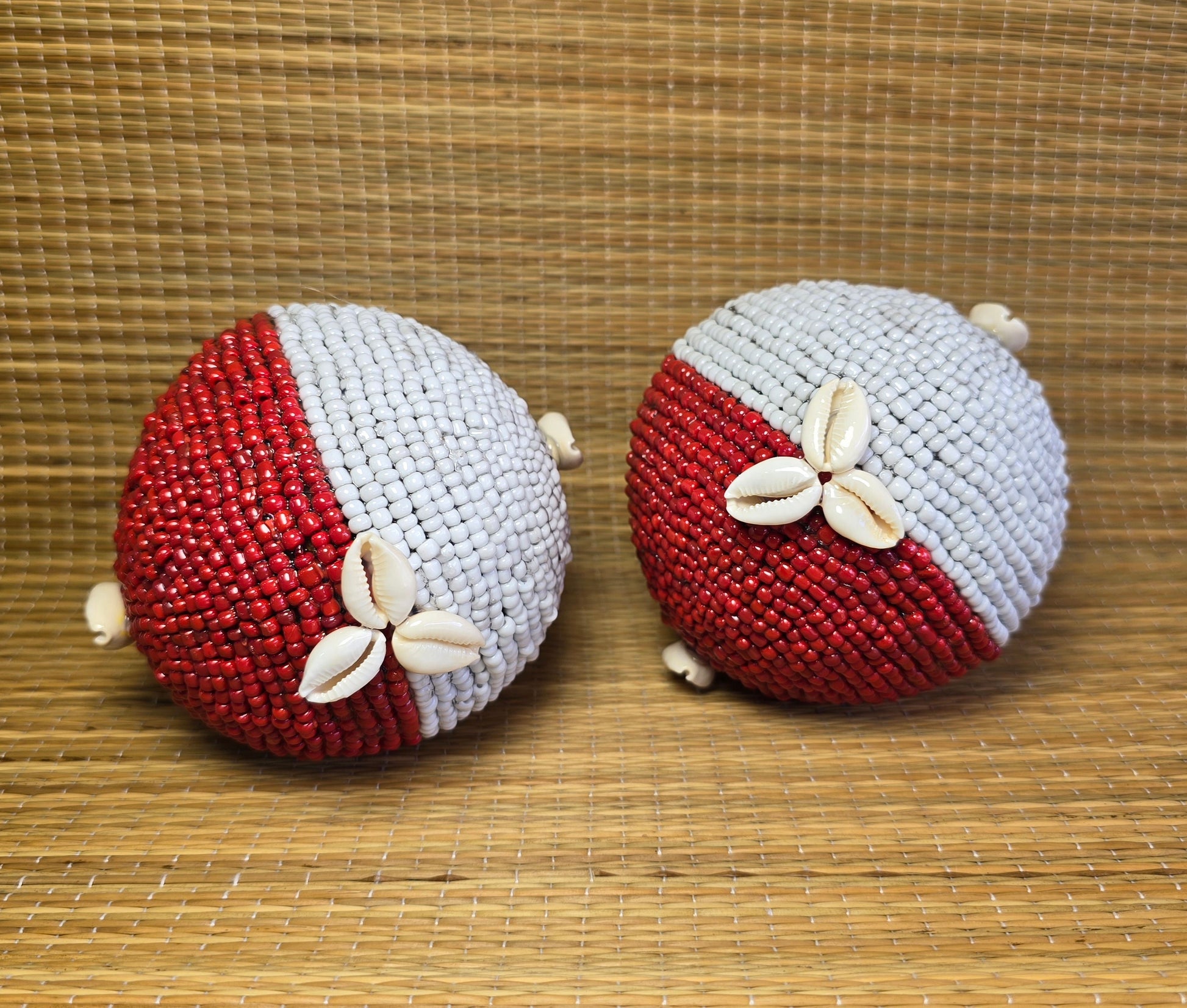 Orisha Oko Coconuts: Red and White Beads with Cowries