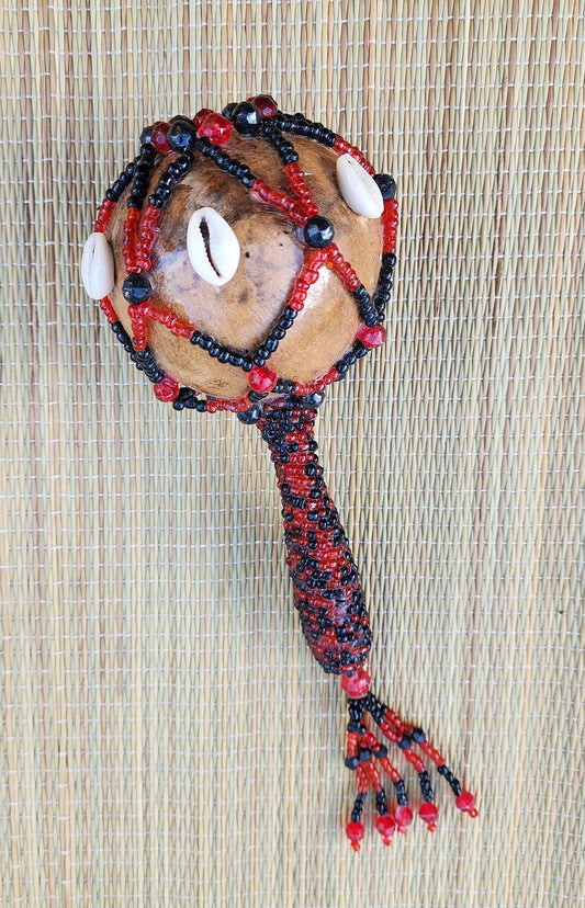 Meticulously Crafted Eleggua Maraca | Genuine Guira & Beads