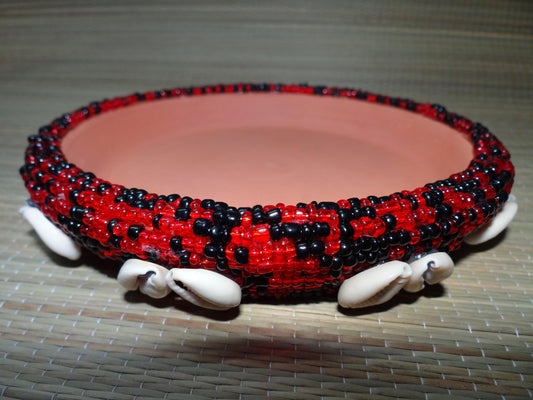 Eleggua Clay Dish | 6-Inch Beaded and Cowrie Adorned