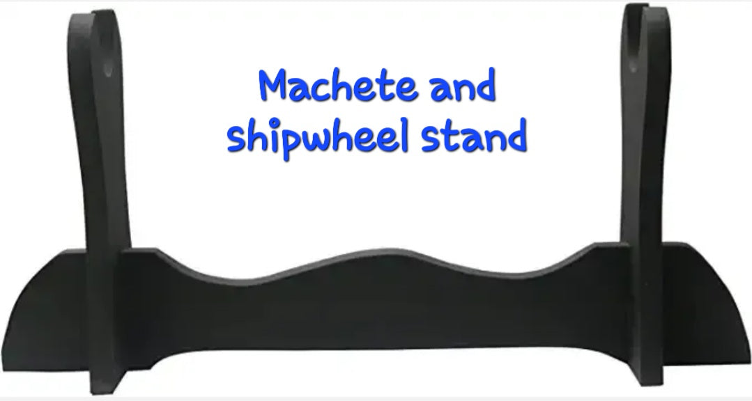 Black Wood Stand | Machete and Shipwheel Stand | Yoruba Crafts